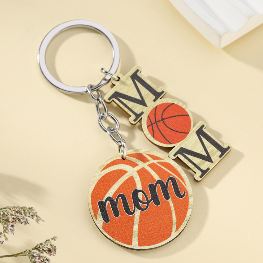 Wholesale Rugby Football Basketball Wooden Keychain